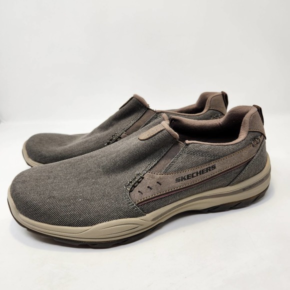Skechers Skech Air Elment Legon Slip Loafers Moc Mens 9 Taupe Brown Canvas Shoes - Picture 5 of 9